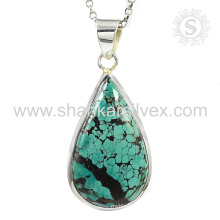 Turquoise Gemstone Jewelry 925 Sterling Silver Pendant For Ladies Wholesale Handmade Silver Jewelry